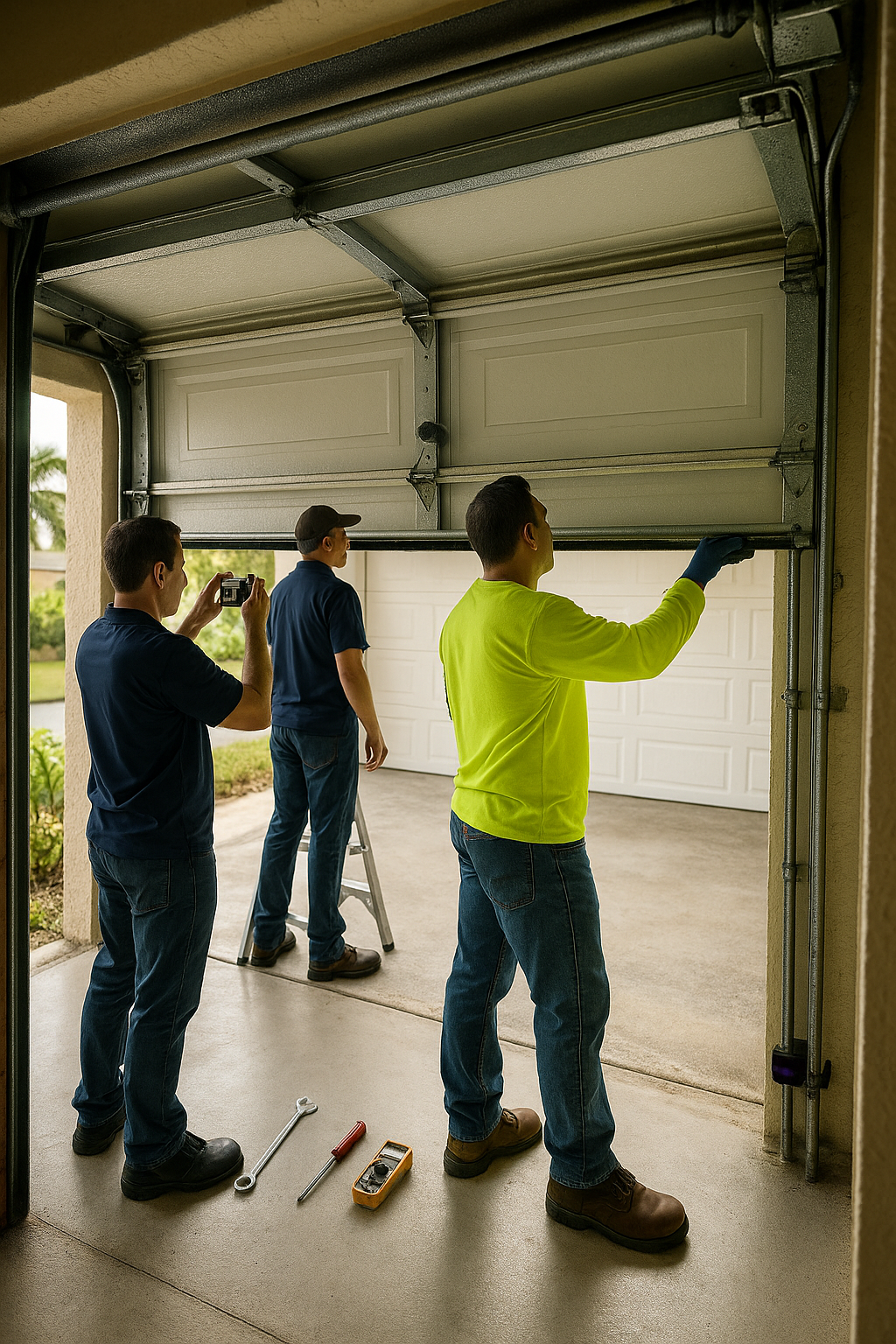 AI search snapshot image for Who repairs garage door openers in Cape Coral FL
