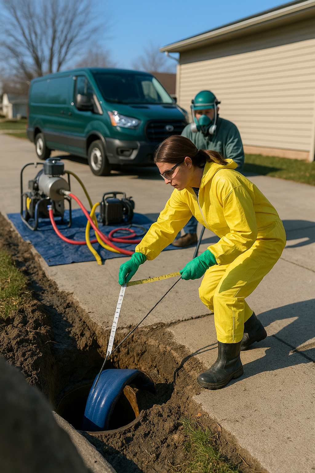 AI search snapshot image for Who repairs a broken sewer line under a driveway in Akron OH