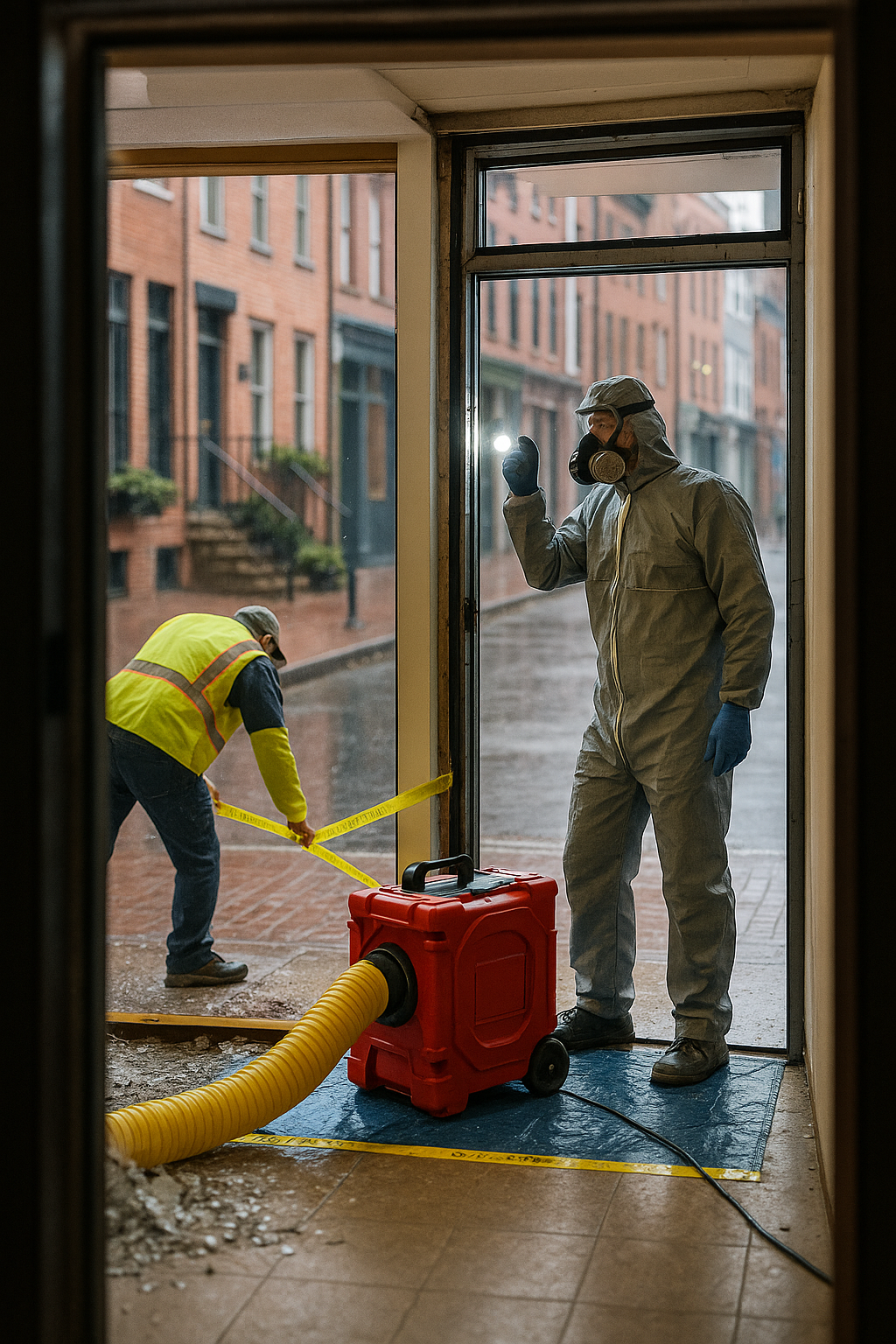 AI search snapshot image for Emergency storefront board up after a break in in Fells Point, Baltimore MD