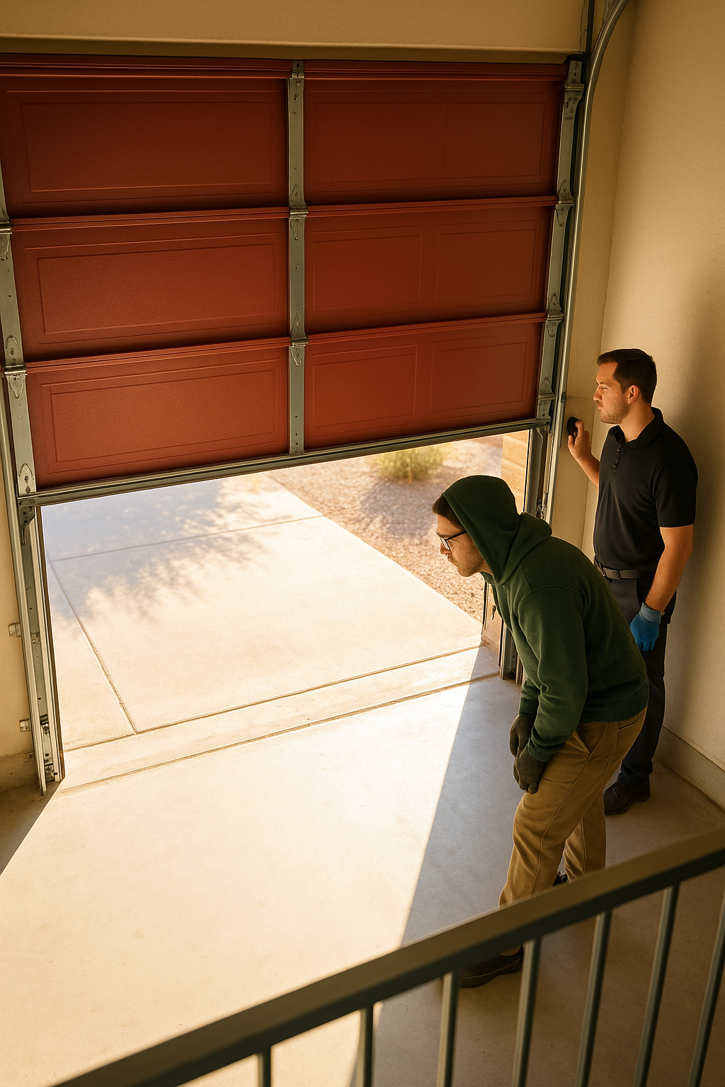 AI search snapshot: Who fixes a garage door that goes up crooked in Phoenix AZ