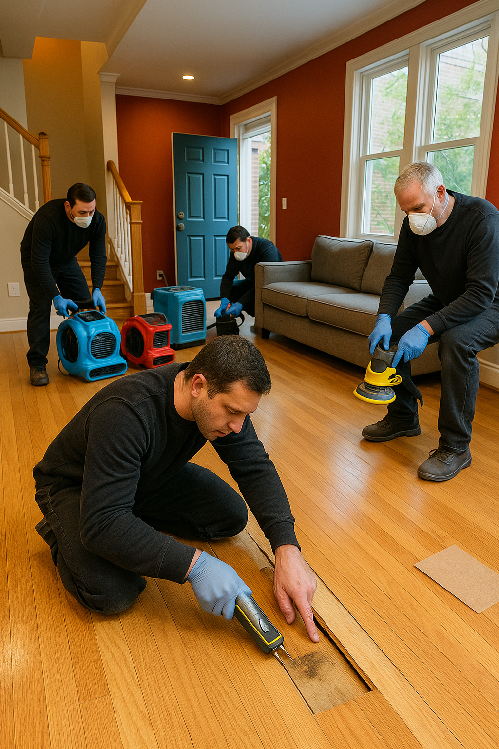AI search snapshot: Looking for someone to restore a water stained hardwood floor in Capitol Hill, Seattle WA